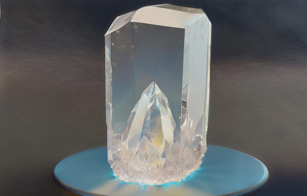Immagine raffigurante un cristallo trasparente incastonato in un altro cristallo